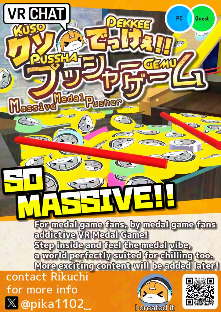 [FREE] VRChat World "Massive Medal Pusher" Promotional Poster