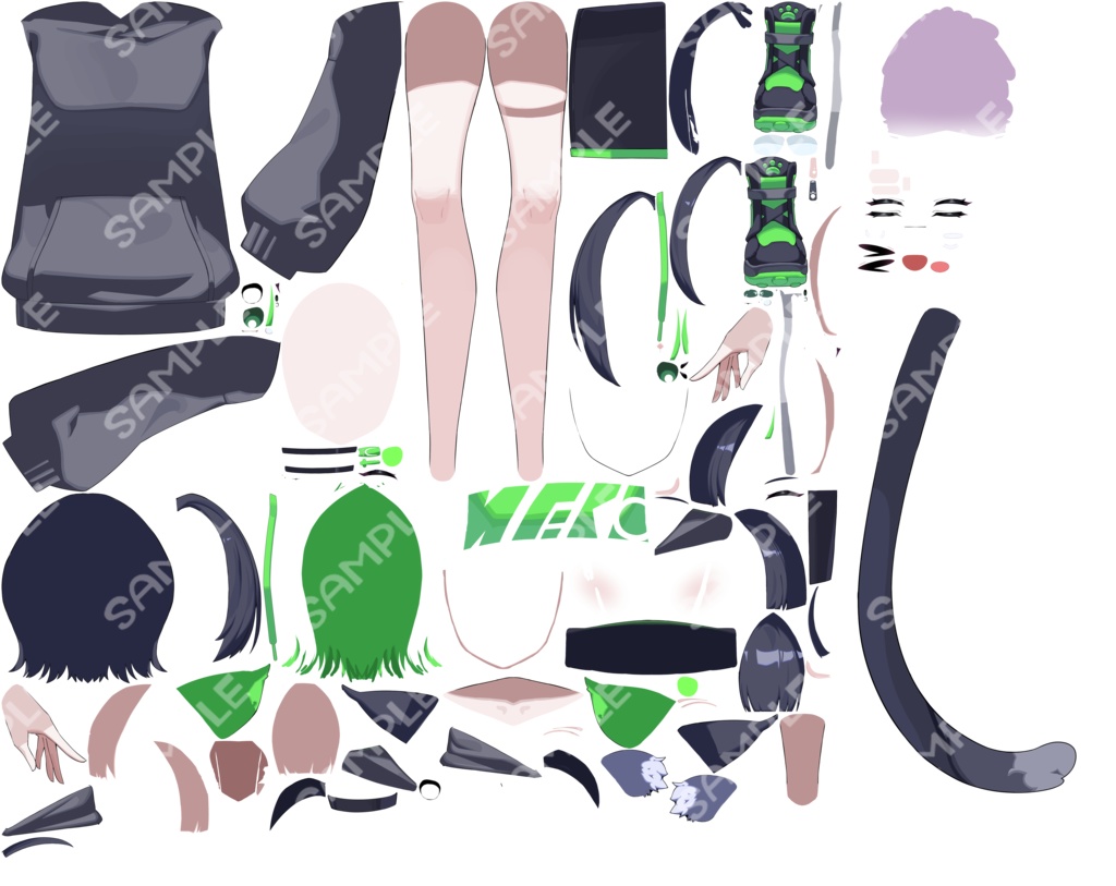 【汎用立ち絵】猫耳パーカー 【パーツ分け済みPSD】