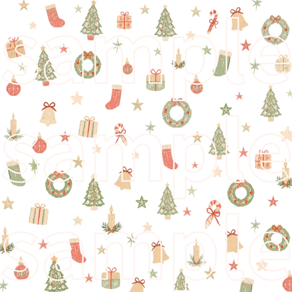 やさしい冬のクリスマス|水彩デザインペーパー 6枚セット【デジタル素材】