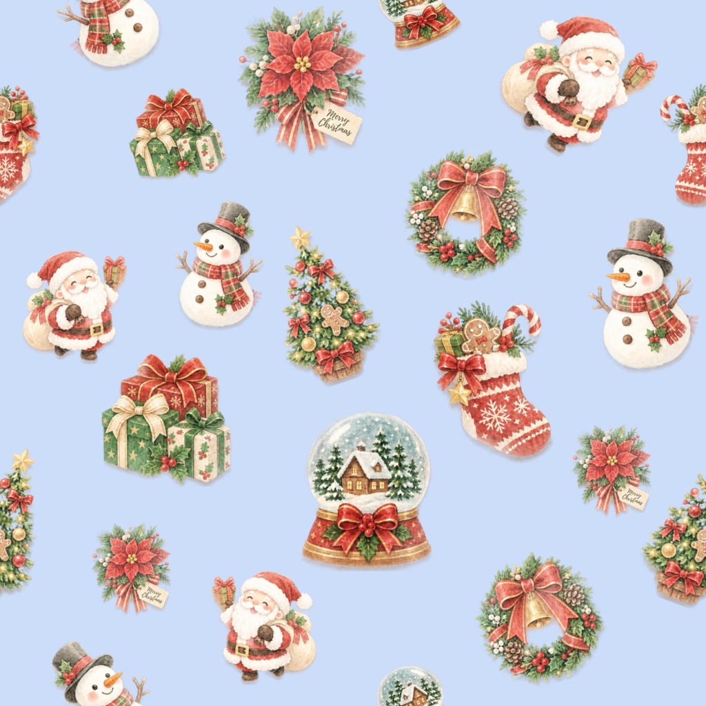 クリスマスデジタルペーパー 10色×2パターン(大柄と小柄)|背景画像・ラッピング・手帳デコ
