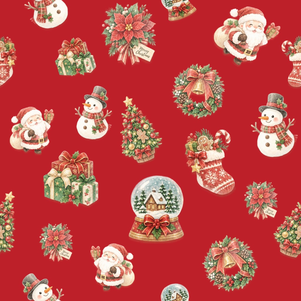 クリスマスデジタルペーパー 10色×2パターン（大柄と小柄）｜背景画像・ラッピング・手帳デコ