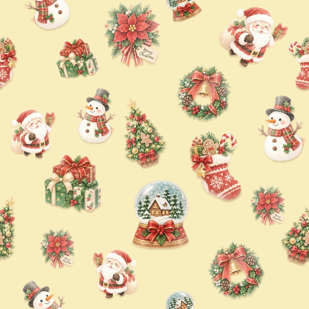 クリスマスデジタルペーパー 10色×2パターン(大柄と小柄)|背景画像・ラッピング・手帳デコ
