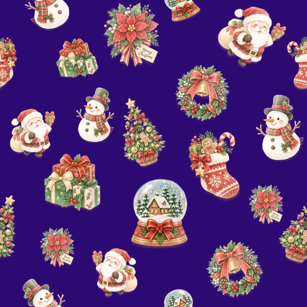 クリスマスデジタルペーパー 10色×2パターン(大柄と小柄)|背景画像・ラッピング・手帳デコ