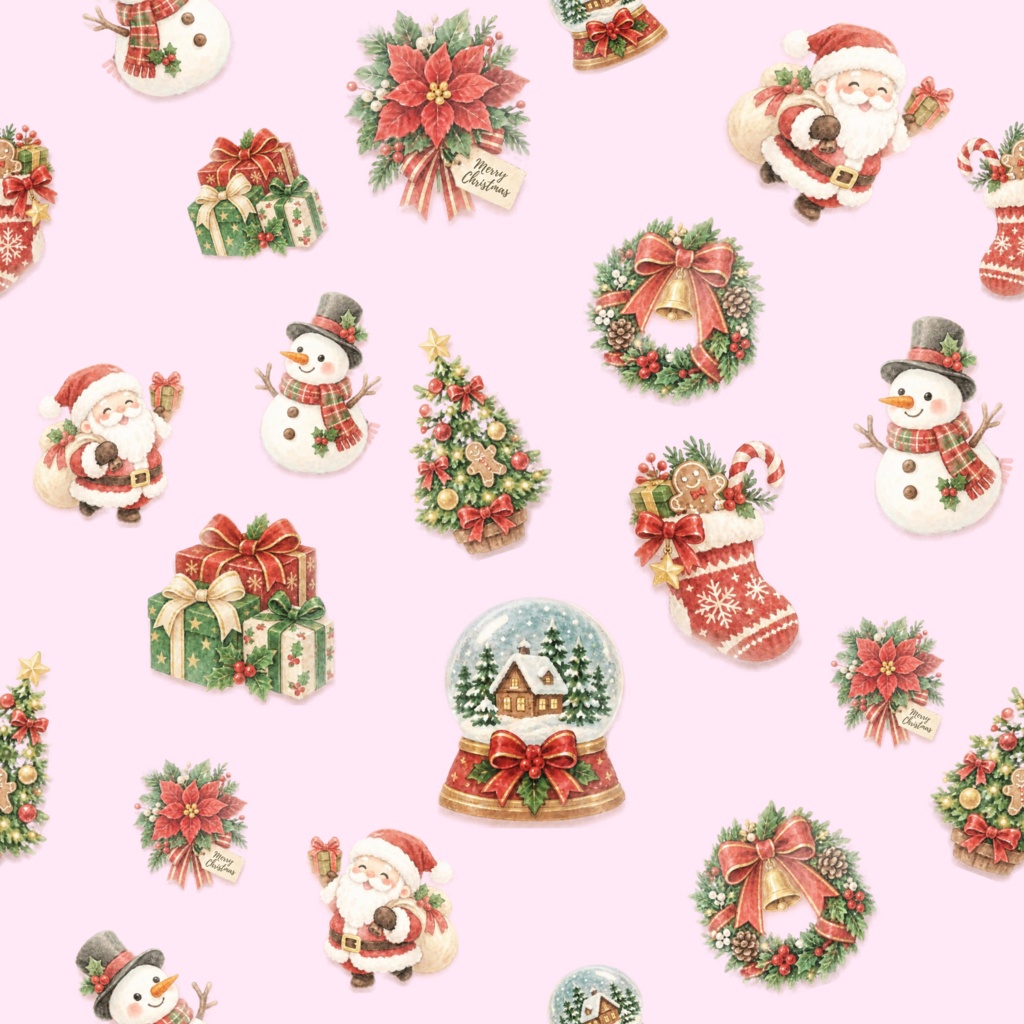 クリスマスデジタルペーパー 10色×2パターン(大柄と小柄)|背景画像・ラッピング・手帳デコ