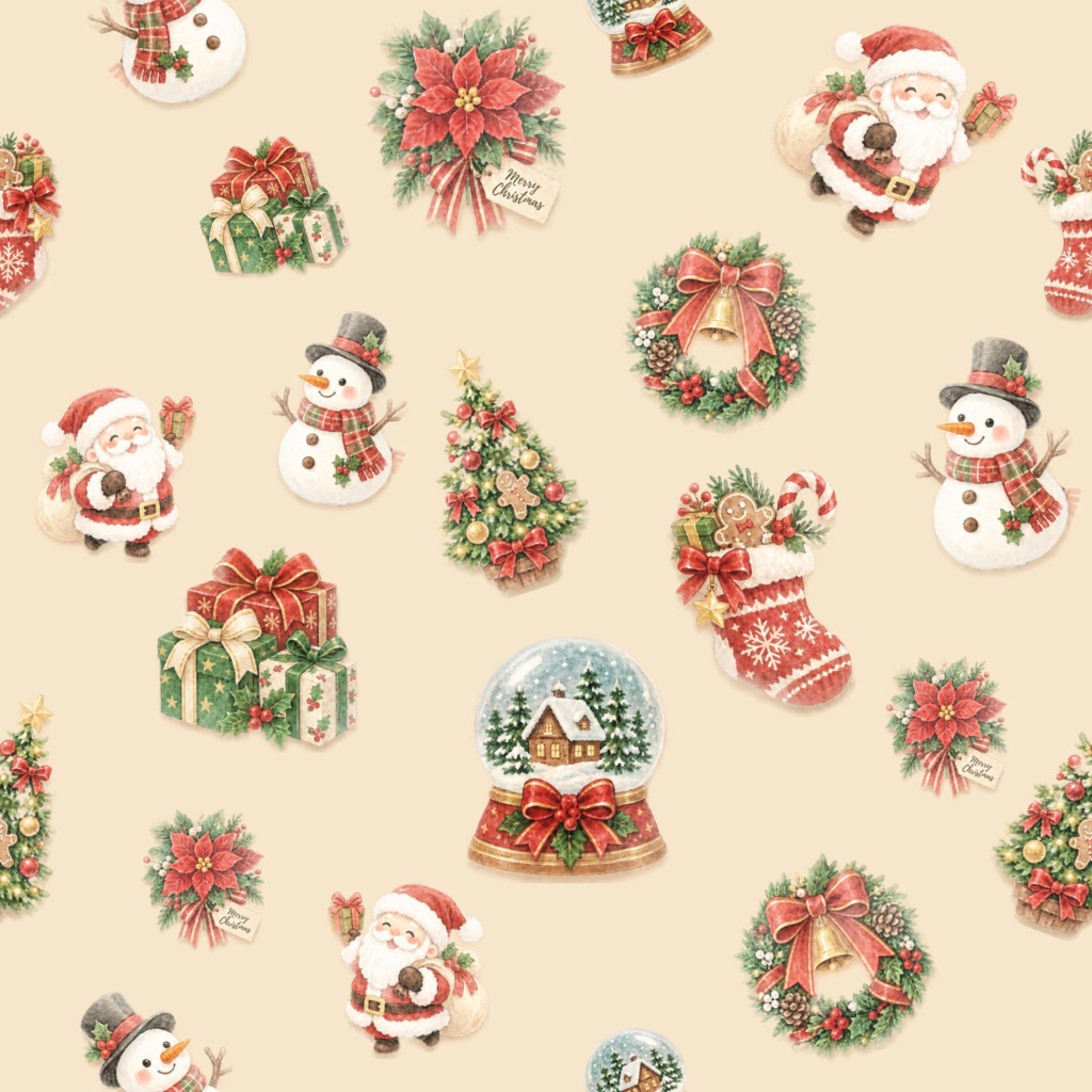 クリスマスデジタルペーパー 10色×2パターン(大柄と小柄)|背景画像・ラッピング・手帳デコ