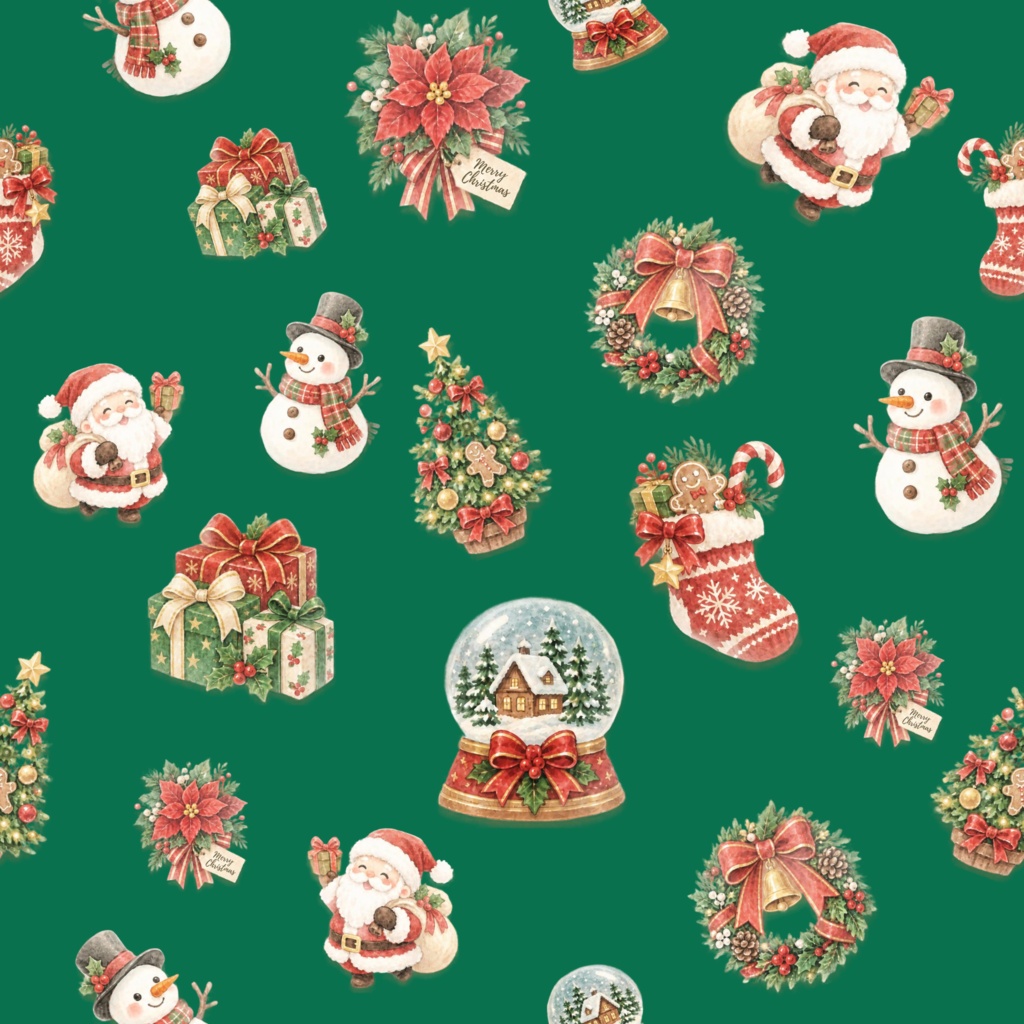 クリスマスデジタルペーパー 10色×2パターン(大柄と小柄)|背景画像・ラッピング・手帳デコ