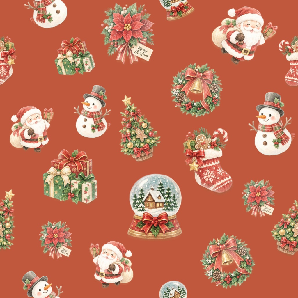 クリスマスデジタルペーパー 10色×2パターン(大柄と小柄)|背景画像・ラッピング・手帳デコ