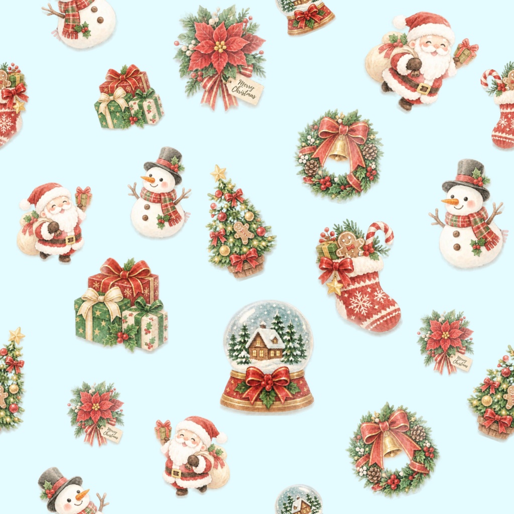 クリスマスデジタルペーパー 10色×2パターン(大柄と小柄)|背景画像・ラッピング・手帳デコ
