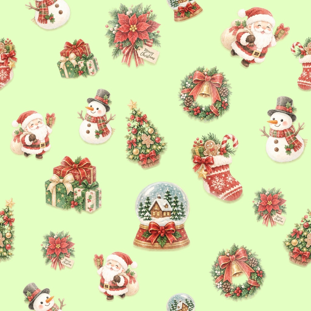 クリスマスデジタルペーパー 10色×2パターン(大柄と小柄)|背景画像・ラッピング・手帳デコ