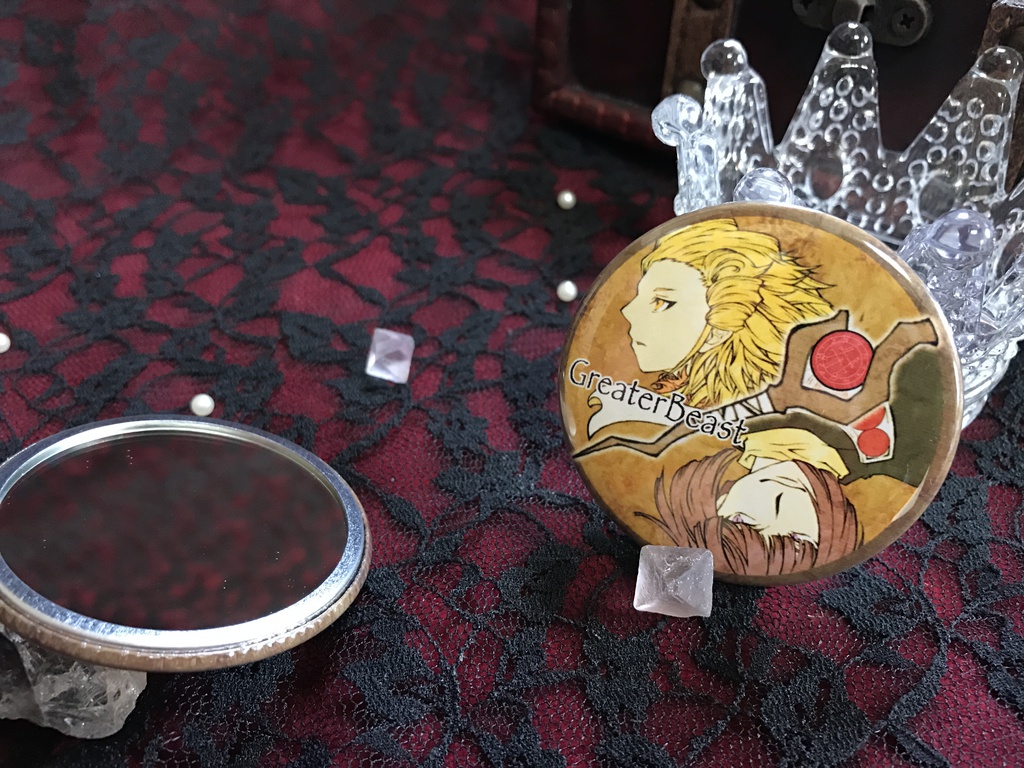 獣王親子缶バッジミラー