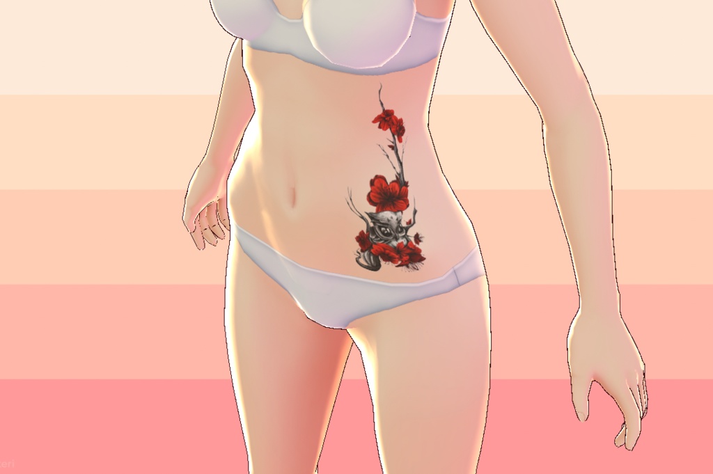 Owl and FlowerTattoo [VROID]
