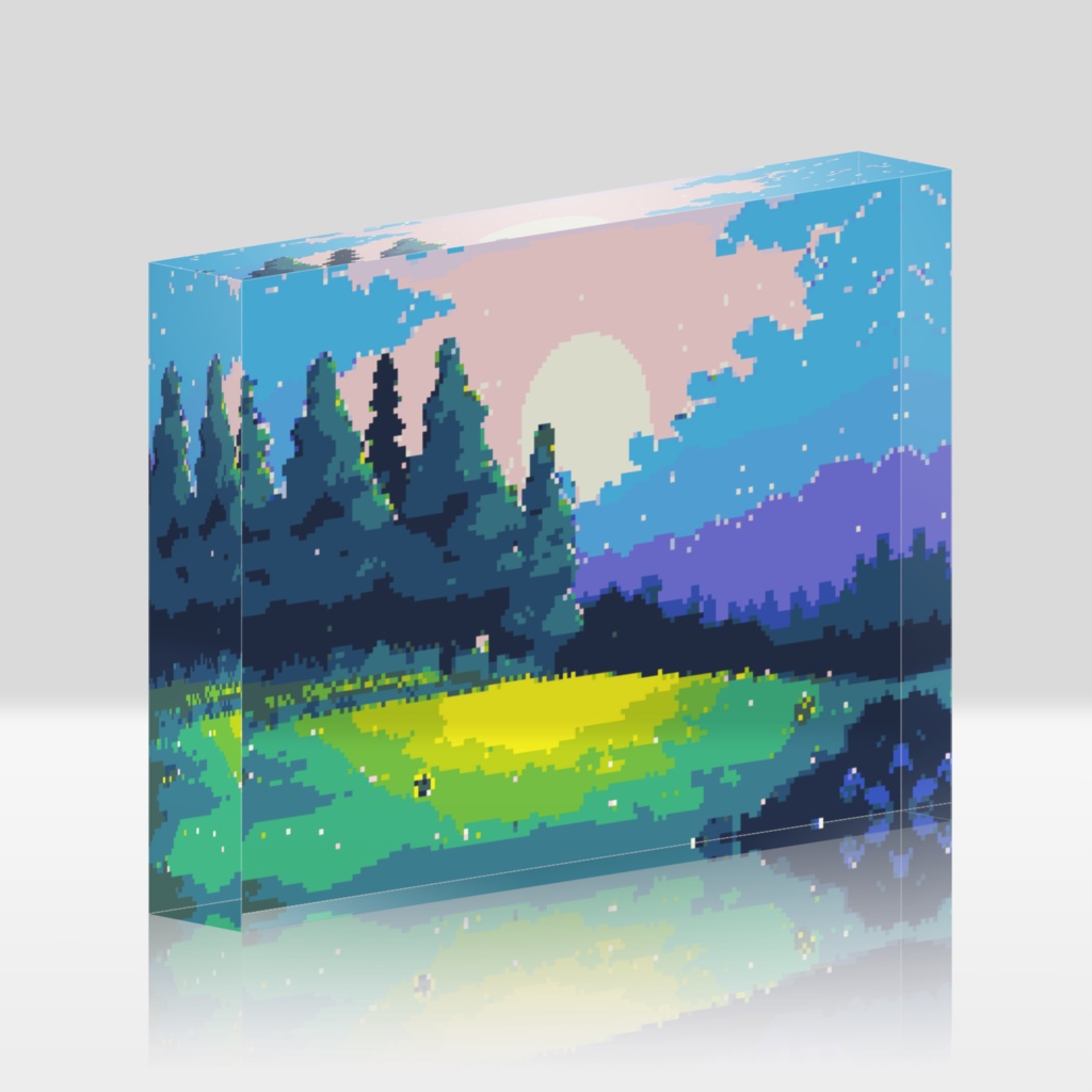 pixelart Sunset sky Acrylic Block