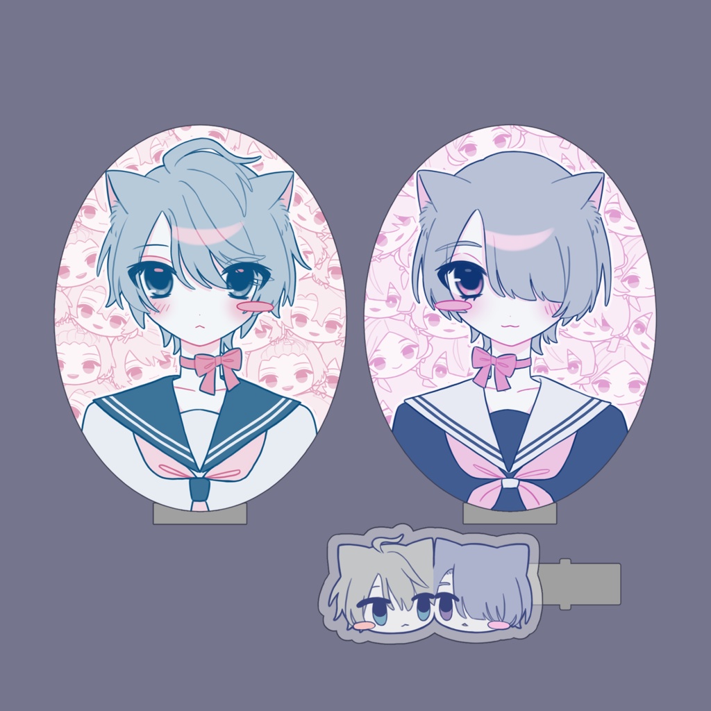 【非公式】限界コンビ ♡ コンパクトミラー&アクリルヘアクリップセット