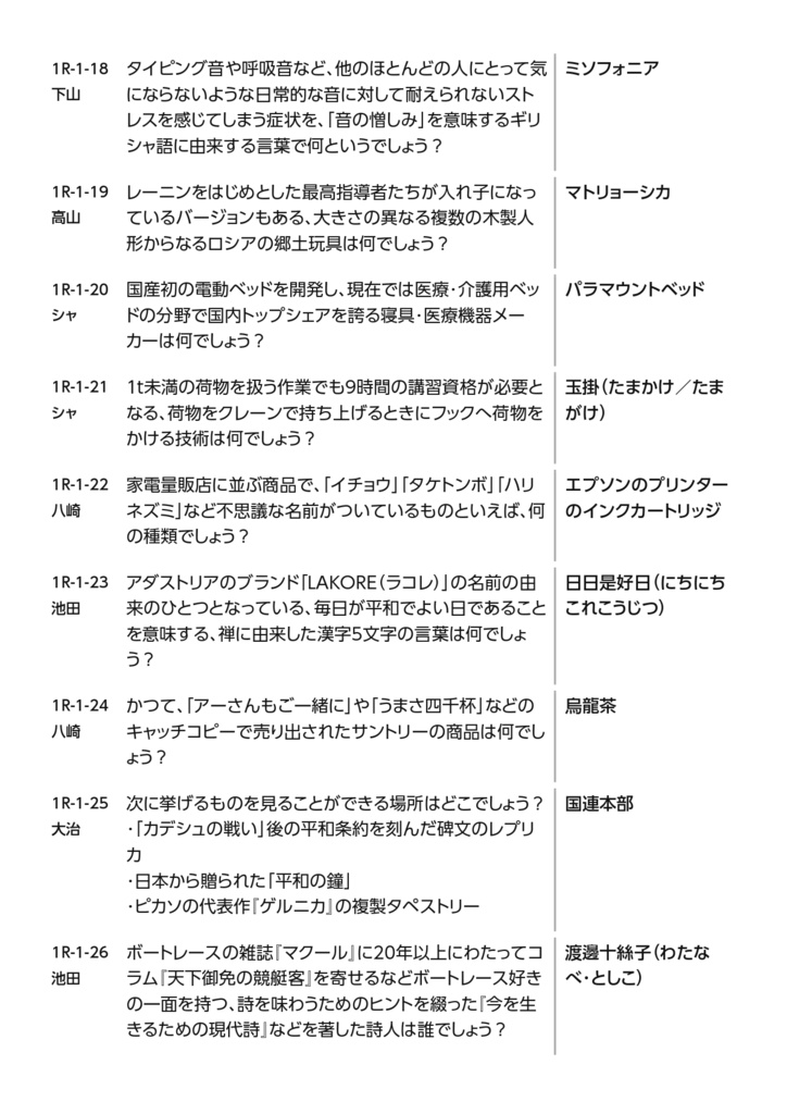 7-Segment 公式問題集【クイズ問題集】