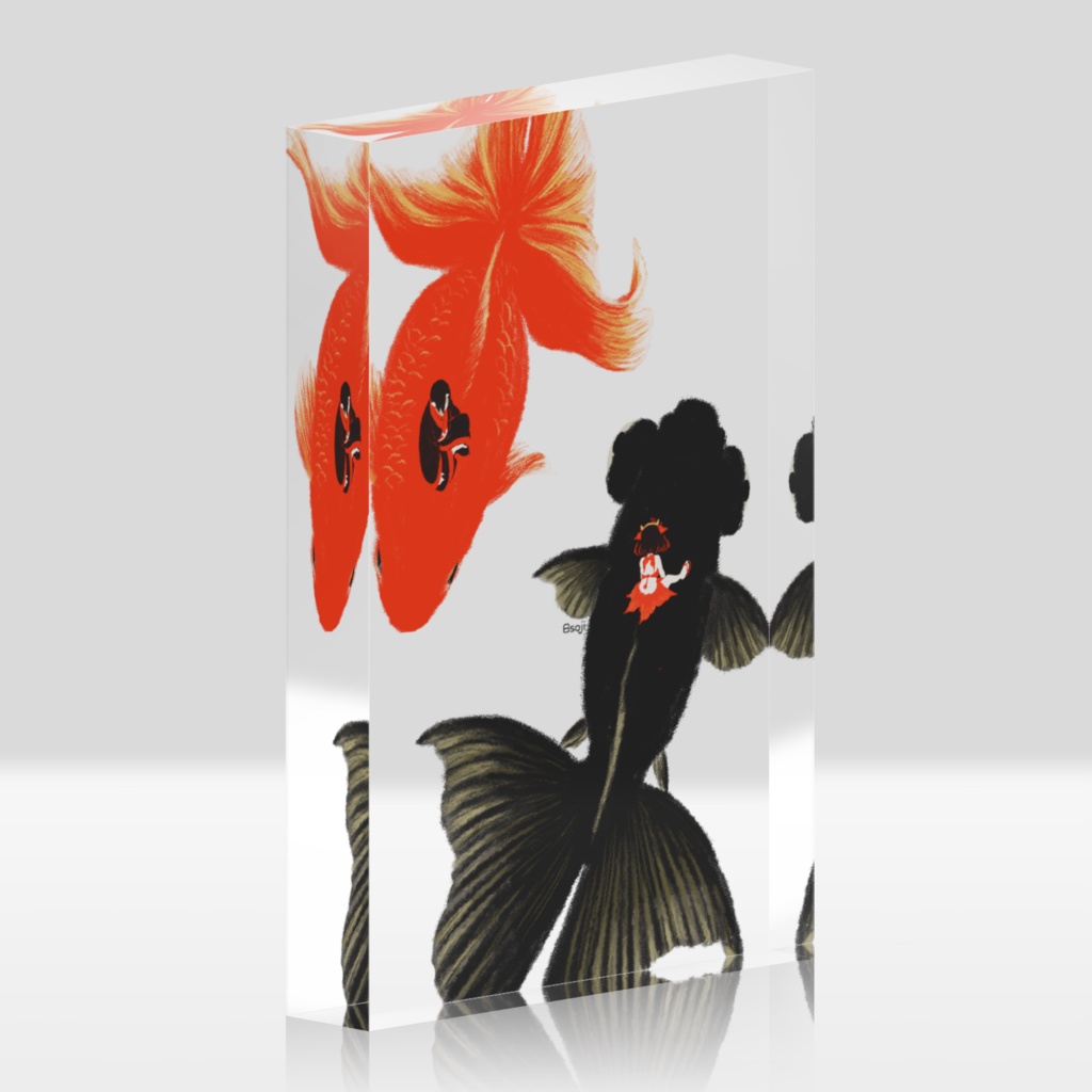 金魚タクシーのアクリルブロック