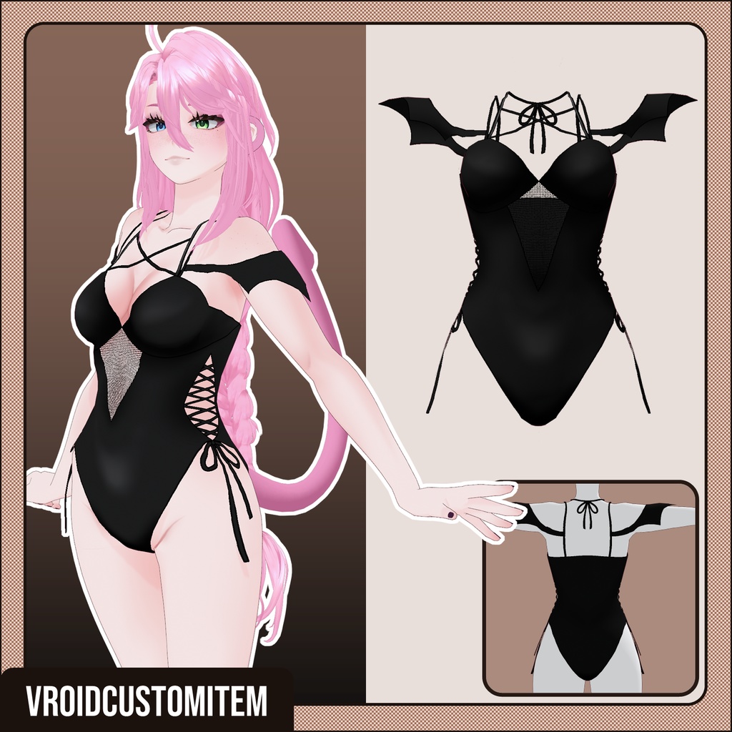 Bat goth swimsuit for VRoid