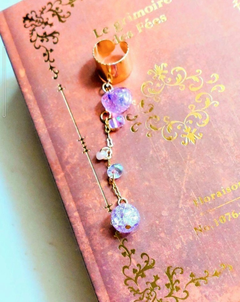 311職人ガラスとクラックガラス☆ハンドメイドイヤーカフ