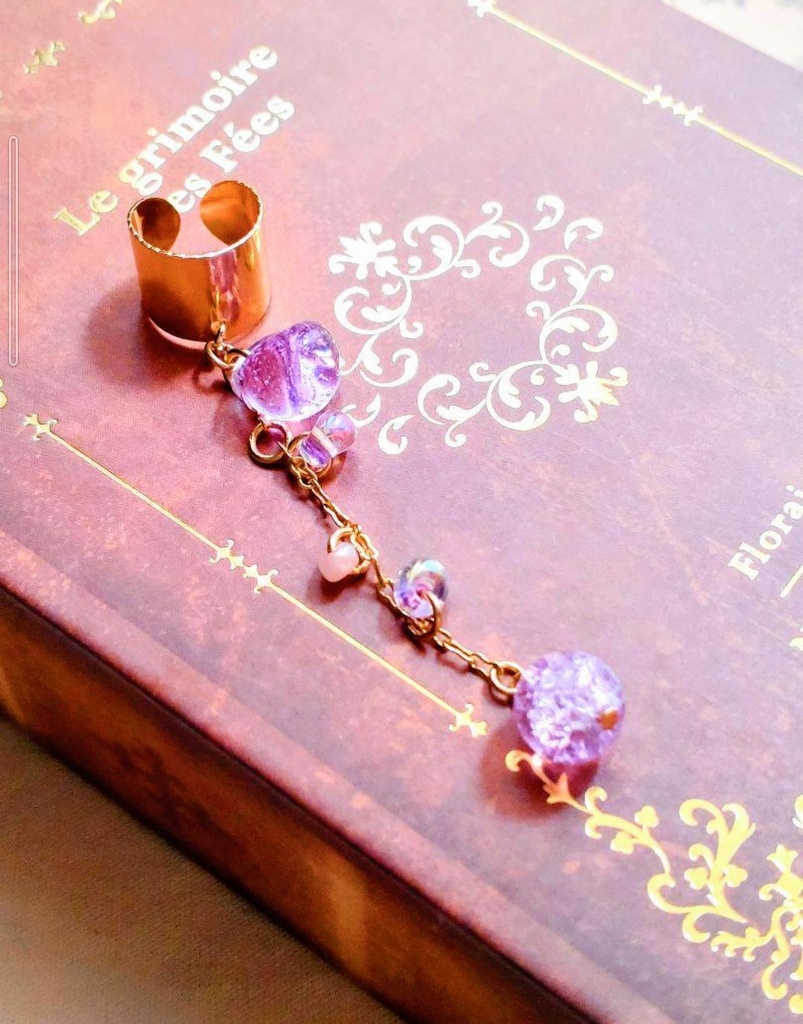 311職人ガラスとクラックガラス☆ハンドメイドイヤーカフ