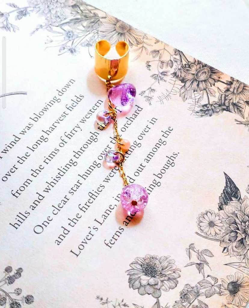 311職人ガラスとクラックガラス☆ハンドメイドイヤーカフ