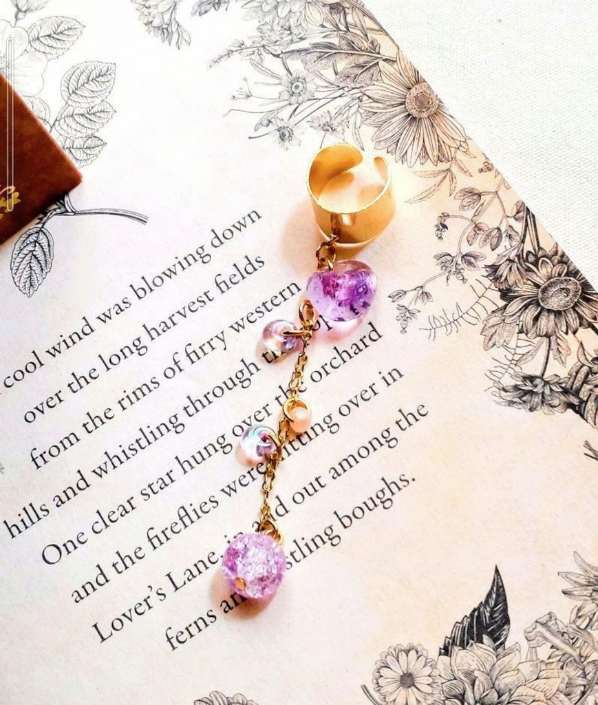 311職人ガラスとクラックガラス☆ハンドメイドイヤーカフ