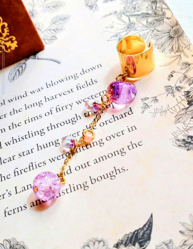 311職人ガラスとクラックガラス☆ハンドメイドイヤーカフ