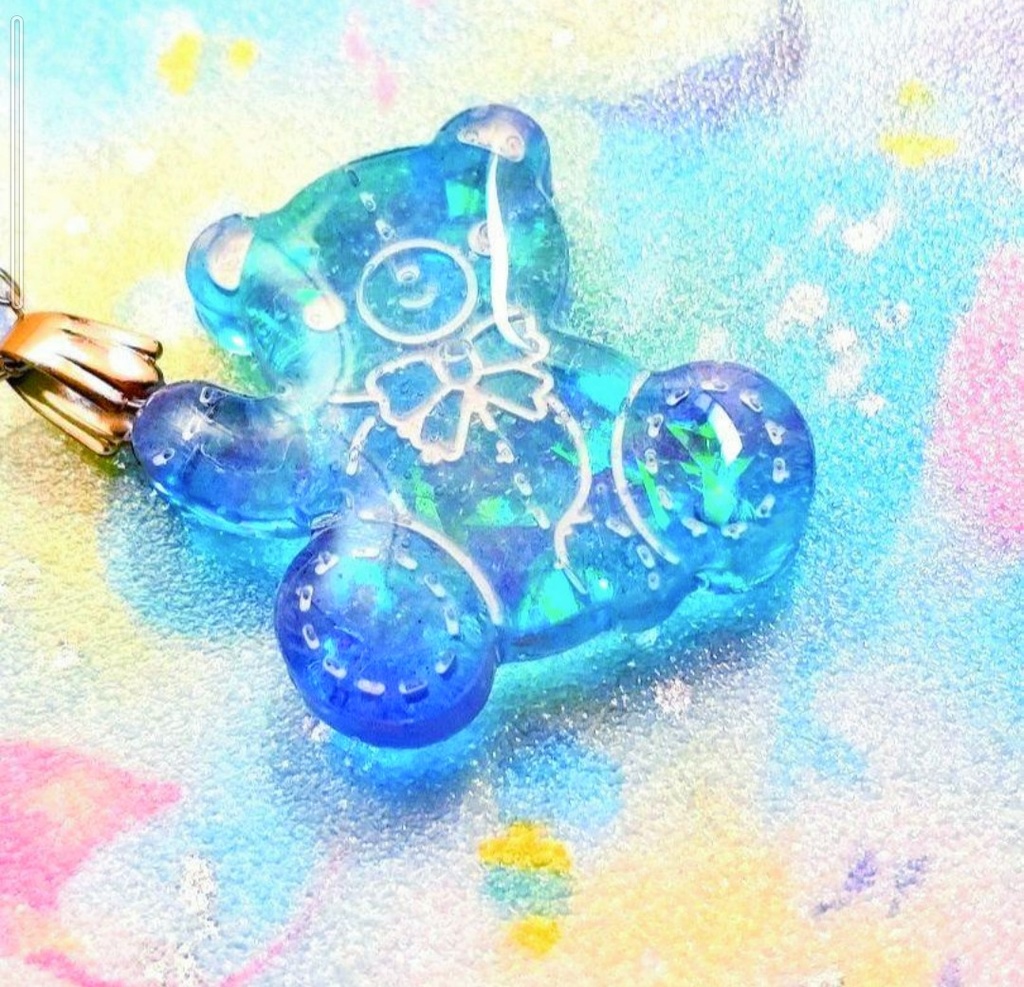 558テディベア水色ステンレス水色界隈☆地雷系ペンダント☆天使界隈☆くま☆クマ☆