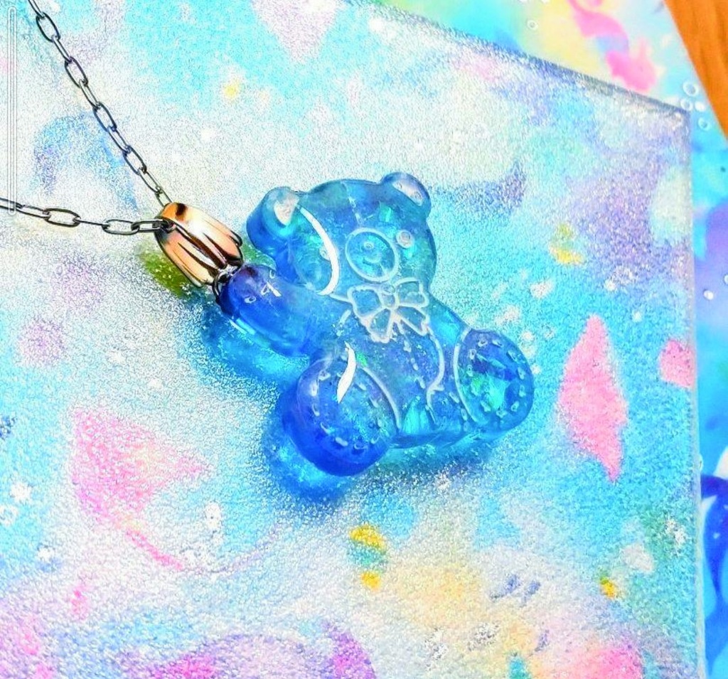 558テディベア水色ステンレス水色界隈☆地雷系ペンダント☆天使界隈☆くま☆クマ☆