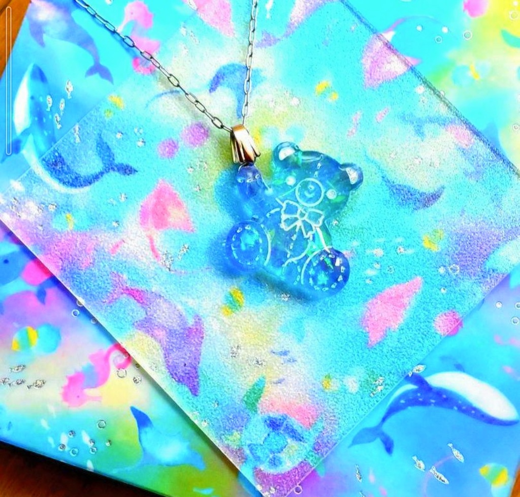 558テディベア水色ステンレス水色界隈☆地雷系ペンダント☆天使界隈☆くま☆クマ☆