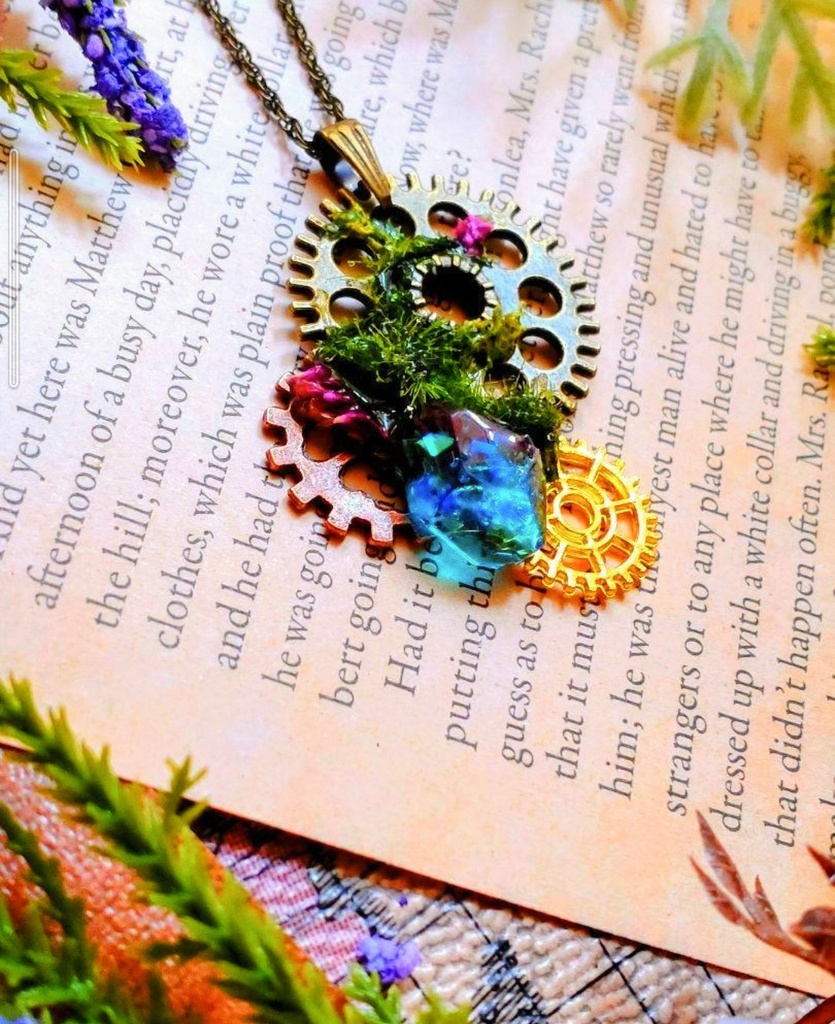 571魔法庭園☆天空の城から降りそそぐカケラ☆歯車ギア☆スチームパンクペンダント