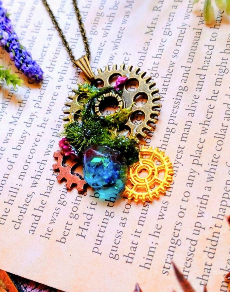 571魔法庭園☆天空の城から降りそそぐカケラ☆歯車ギア☆スチームパンクペンダント