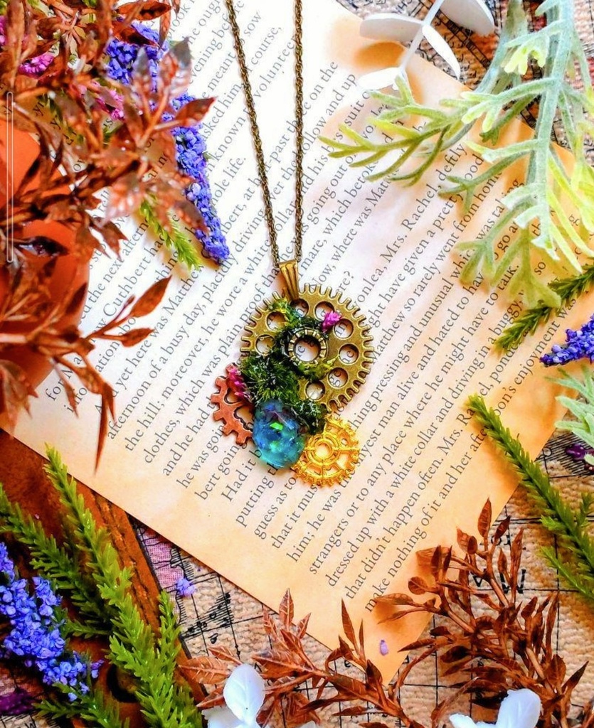 571魔法庭園☆天空の城から降りそそぐカケラ☆歯車ギア☆スチームパンクペンダント