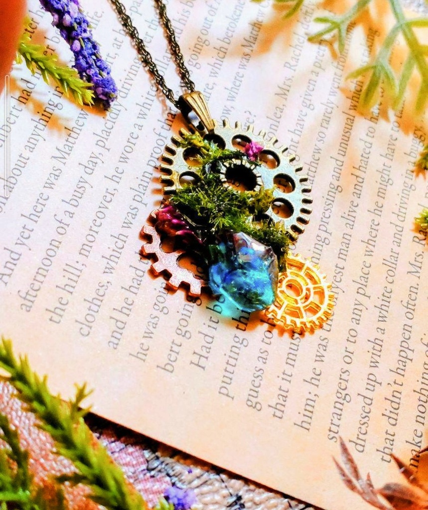 571魔法庭園☆天空の城から降りそそぐカケラ☆歯車ギア☆スチームパンクペンダント