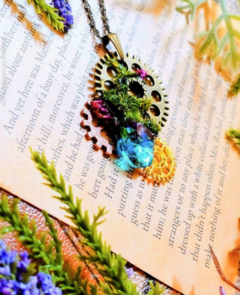 571魔法庭園☆天空の城から降りそそぐカケラ☆歯車ギア☆スチームパンクペンダント
