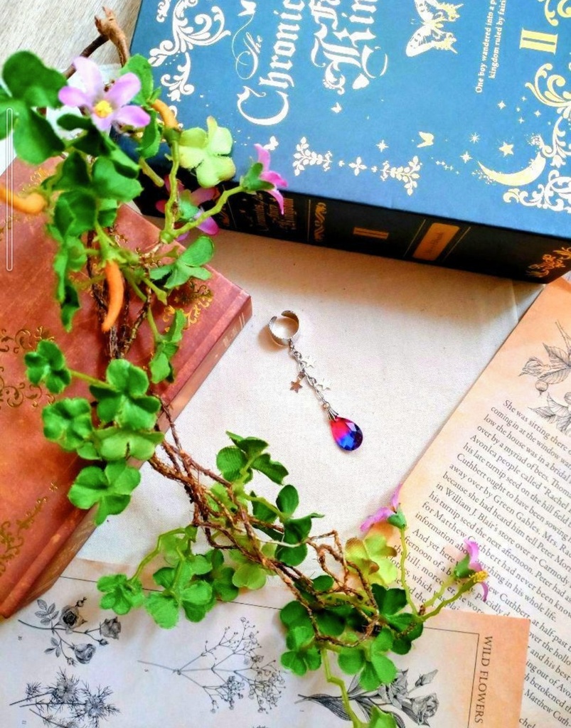 397バイアスカラー♡ハンドメイド ガラス イヤーカフ☆