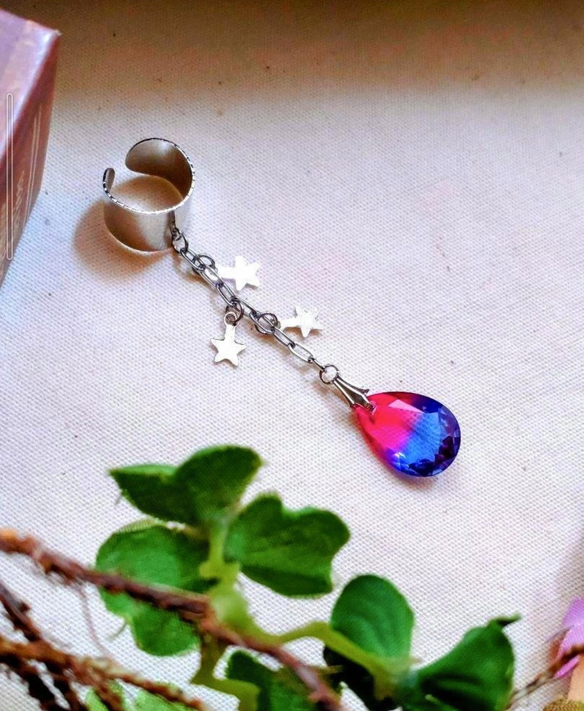 397バイアスカラー♡ハンドメイド ガラス イヤーカフ☆