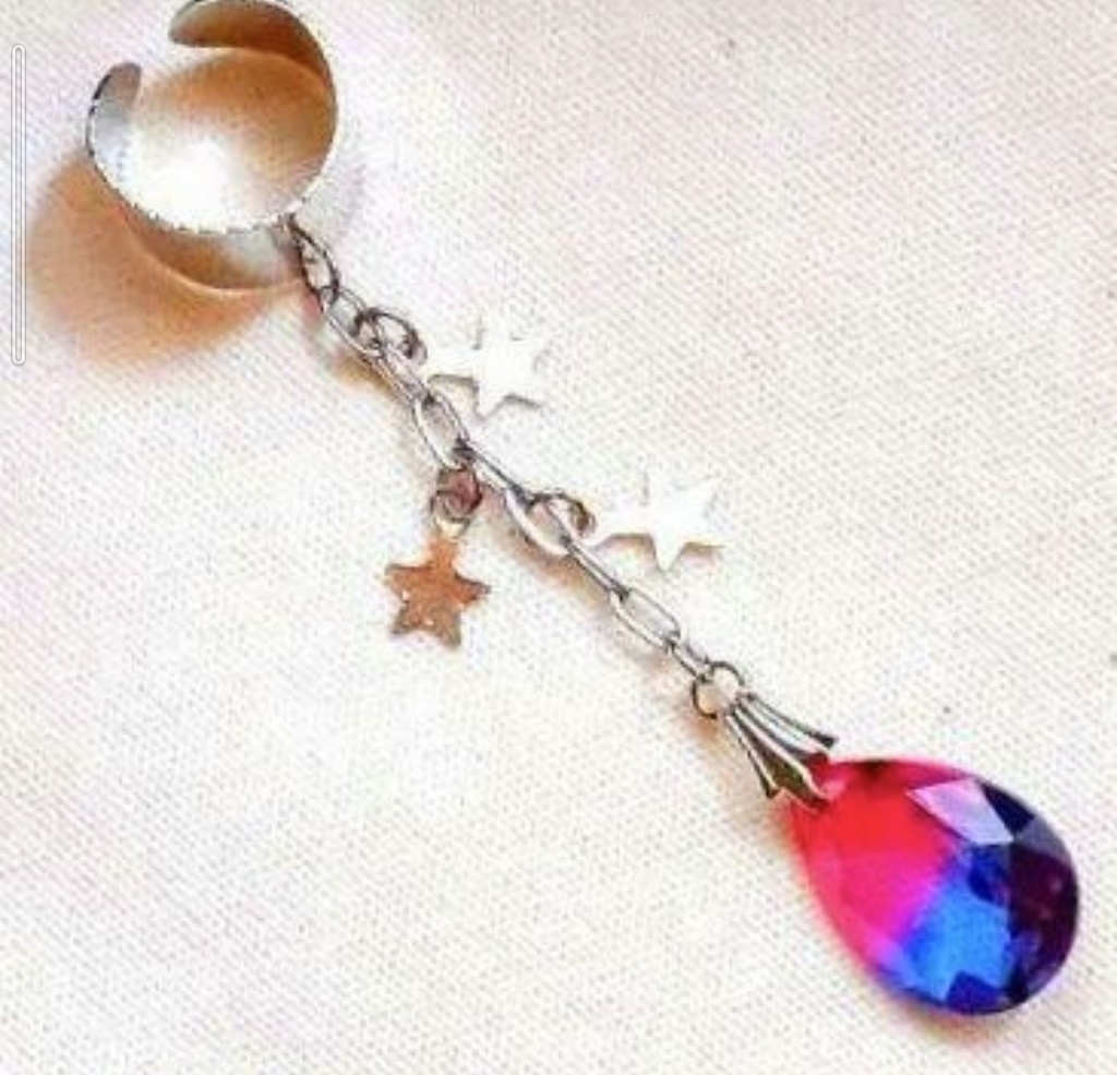 397バイアスカラー♡ハンドメイド ガラス イヤーカフ☆