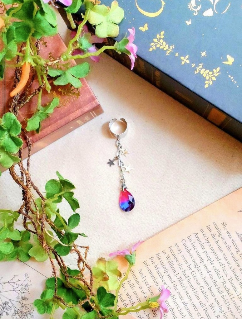 397バイアスカラー♡ハンドメイド ガラス イヤーカフ☆