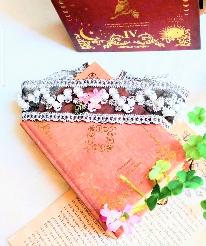 384チェコガラスのフラワーハンドメイドチョーカークラシックロリィタアクセサリー