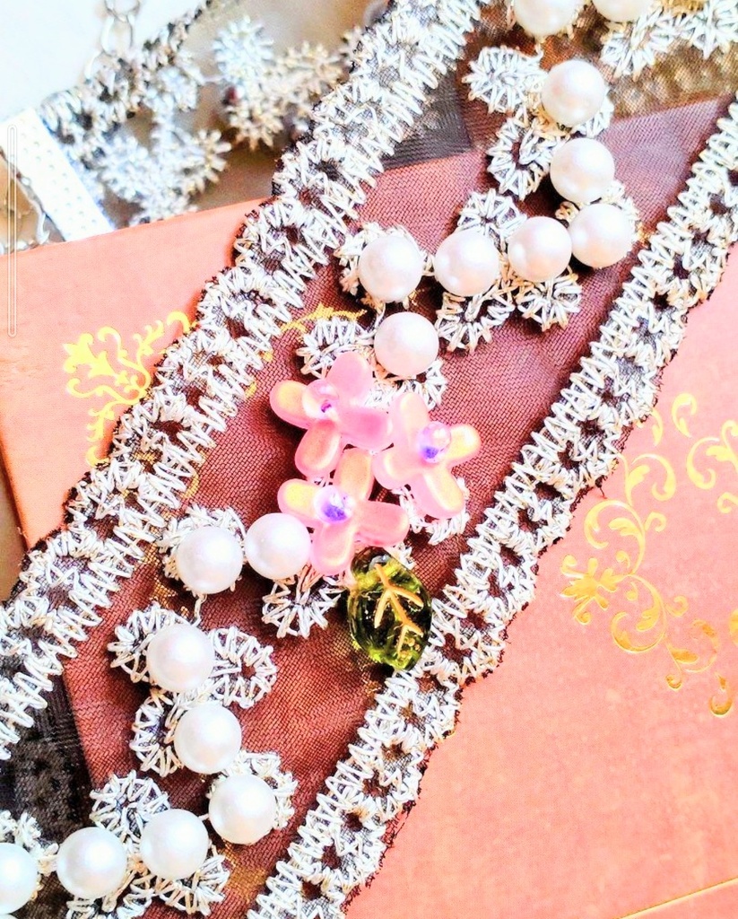 384チェコガラスのフラワーハンドメイドチョーカークラシックロリィタアクセサリー