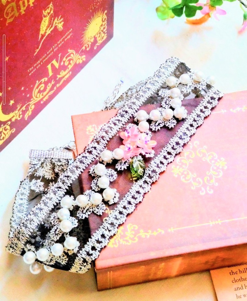 384チェコガラスのフラワーハンドメイドチョーカークラシックロリィタアクセサリー