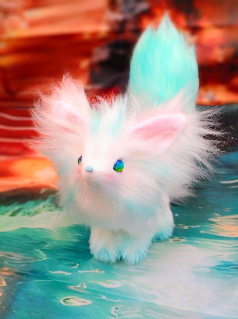 蓄光☆水魔法の狐☆アートドールartdollハンドメイドぬいぐるみfoxキツネ Fantasy JAPAN 人形