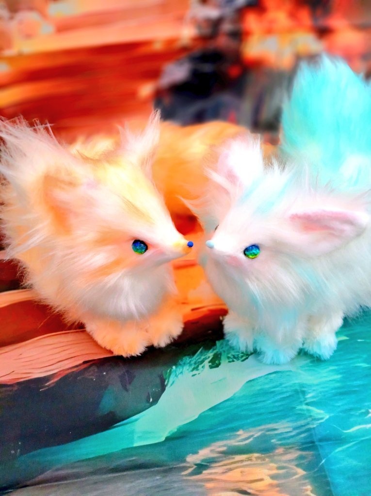 蓄光☆水魔法の狐☆アートドールartdollハンドメイドぬいぐるみfoxキツネ Fantasy JAPAN 人形