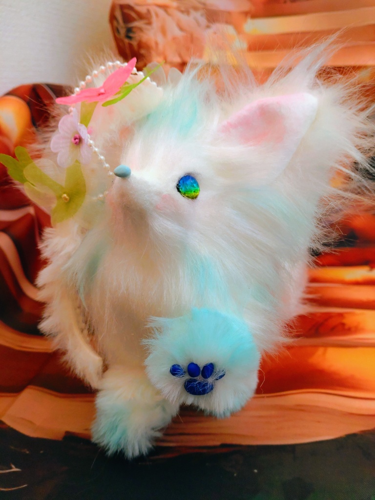 蓄光☆水魔法の狐☆アートドールartdollハンドメイドぬいぐるみfoxキツネ Fantasy JAPAN 人形