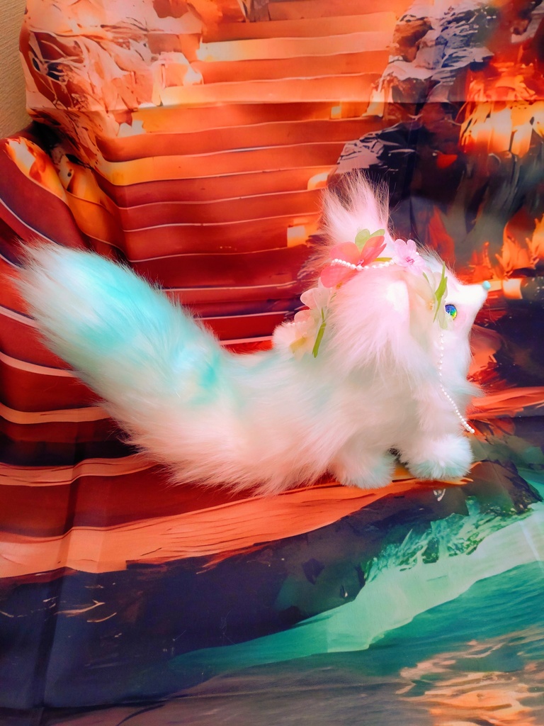 蓄光☆水魔法の狐☆アートドールartdollハンドメイドぬいぐるみfoxキツネ Fantasy JAPAN 人形