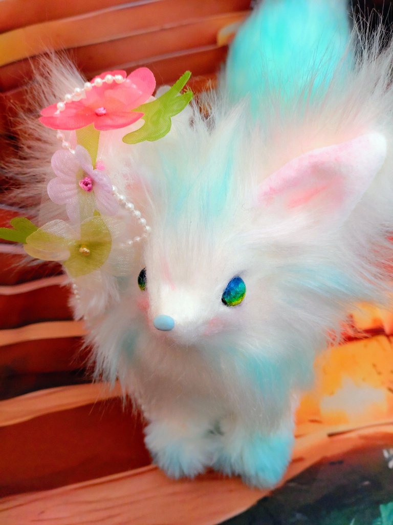 蓄光☆水魔法の狐☆アートドールartdollハンドメイドぬいぐるみfoxキツネ Fantasy JAPAN 人形