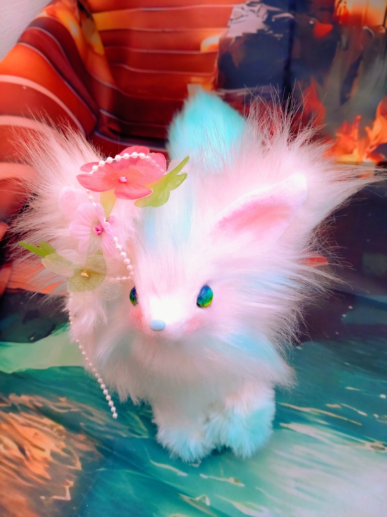 蓄光☆水魔法の狐☆アートドールartdollハンドメイドぬいぐるみfoxキツネ Fantasy JAPAN 人形