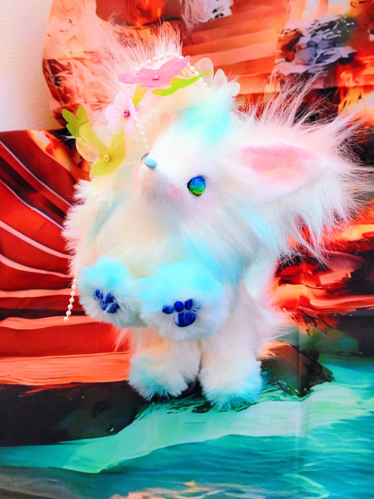 蓄光☆水魔法の狐☆アートドールartdollハンドメイドぬいぐるみfoxキツネ Fantasy JAPAN 人形