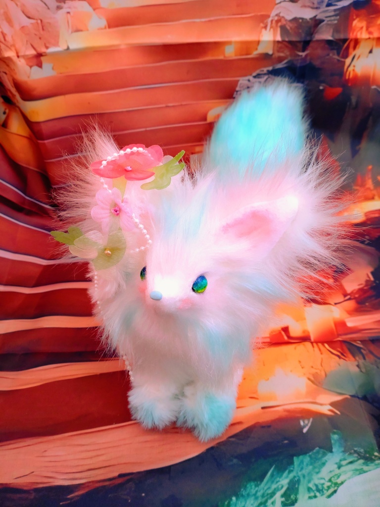 蓄光☆水魔法の狐☆アートドールartdollハンドメイドぬいぐるみfoxキツネ Fantasy JAPAN 人形