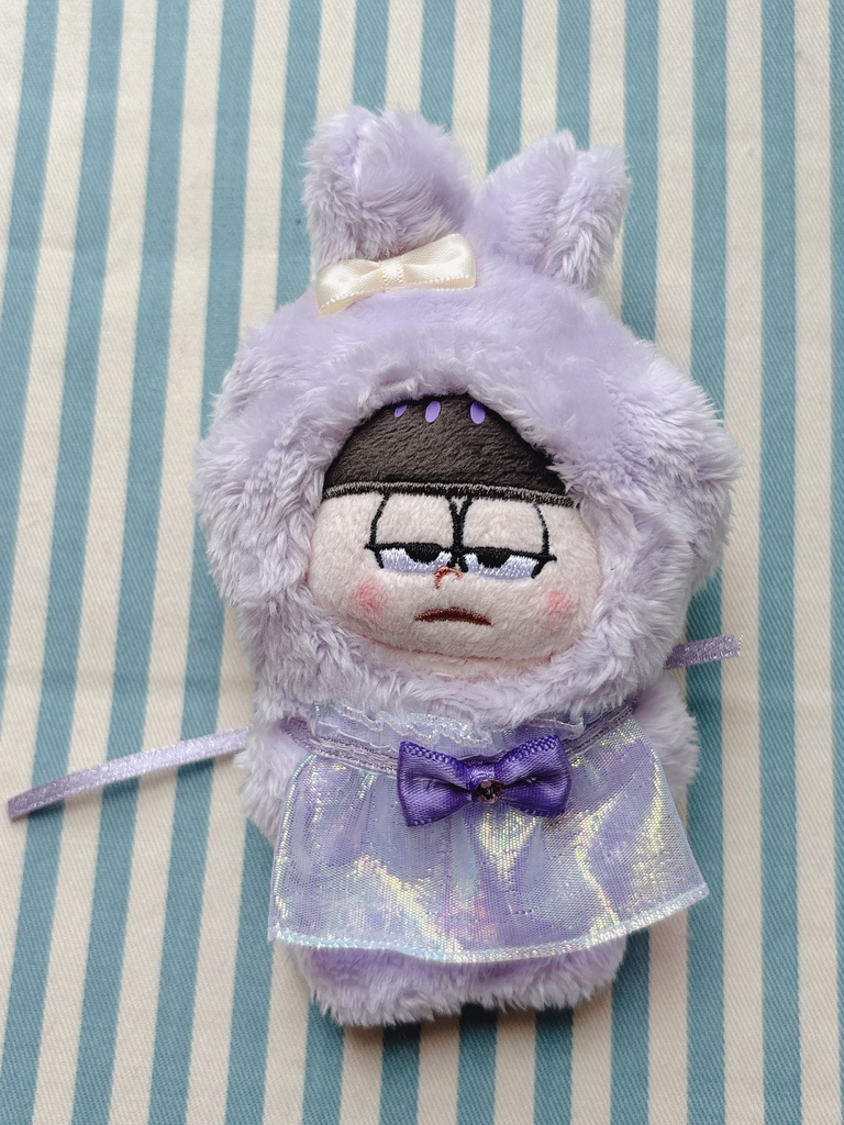 【10センチぬい】💜ふわふわうさぎの赤ちゃん着ぐるみスタイ付き🐇ほわぬい10センチぬい