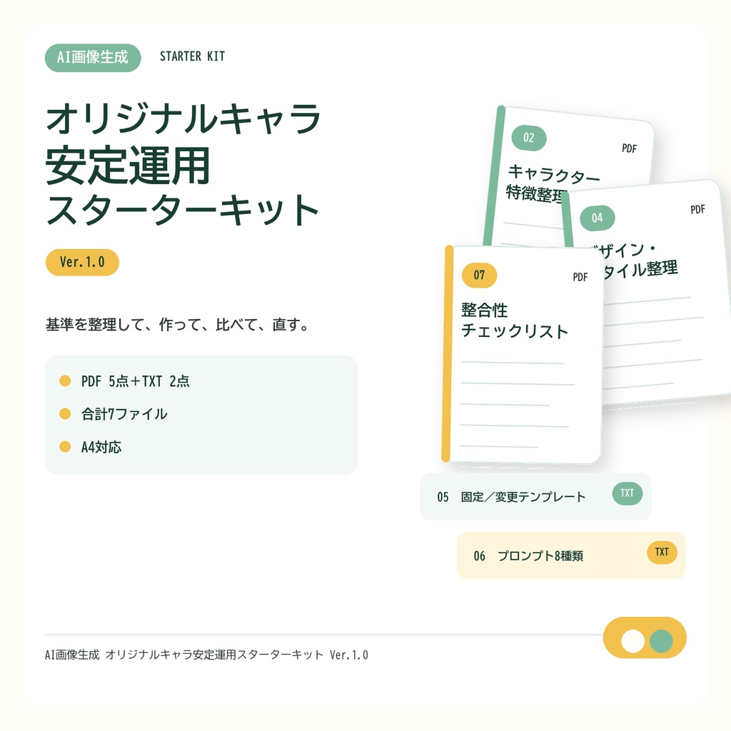 AI画像生成 オリジナルキャラ安定運用スターターキット Ver.1.0
